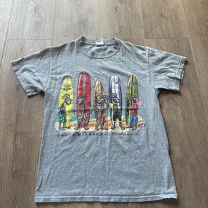 Santa Barbara California Surf Graphic Tee Delta Magnum Weight Gray T-Shirt Small
